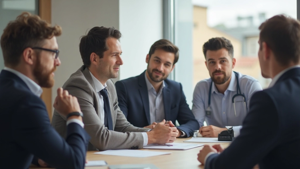 Profesionales en sesión de capacitación de liderazgo, practicando técnicas de comunicación efectiva en ambiente colaborativo